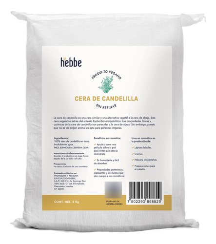 Cera De Candelilla 100% Natural Vegana Trozo 5 Kg