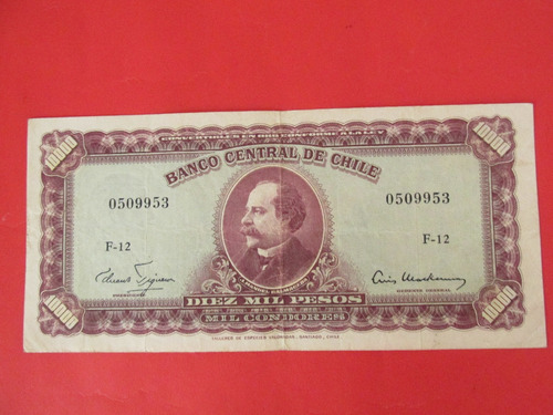 Billete Chile 10.000 Pesos Firmado Figueroa-mackenna 1958 