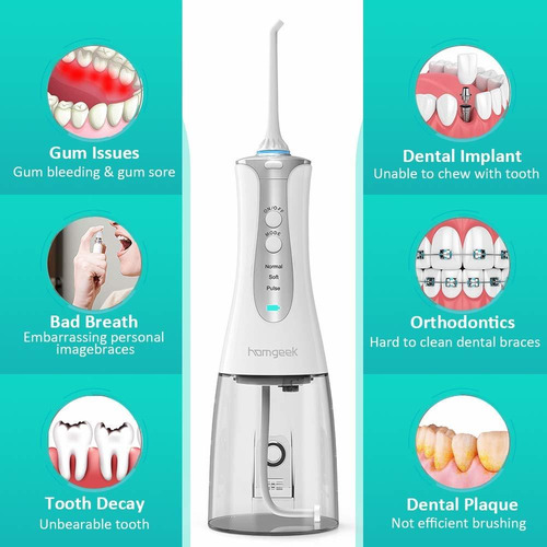 Actualizar Inalámbrico Agua Flosser, Homgeek 320ml Oral Irri