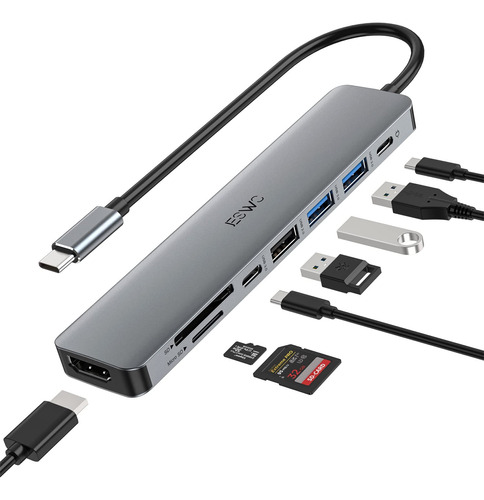 Hub Usb C, Adaptador Jeswo 8 En 1 Usb C A Hdmi Con Puerto De