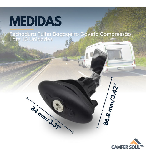 Fechadura Tulha Bagageiro Gaveta Compressão Lote 10 Unidades