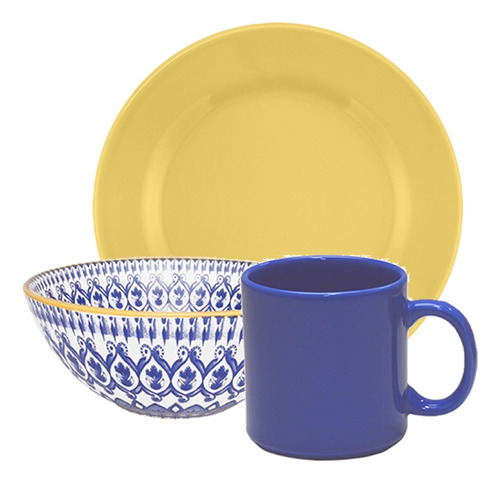 Juego Vajilla Desayuno Plato Taza Bowl Decorado Oxford X3