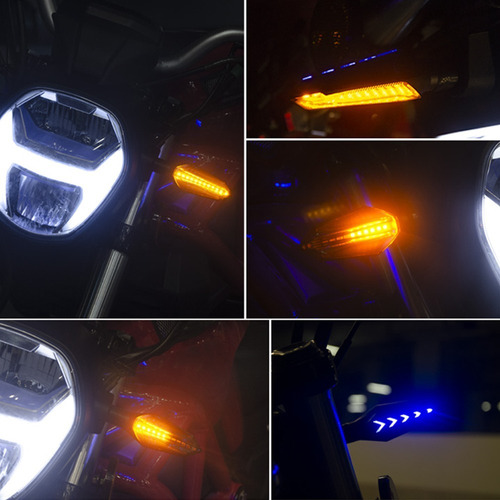 Direccionales Led Moto Secuencial Luz Drl  Par Azul/ambar Ic