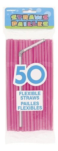 Industries Flexible Plástico Bebida, Pajitas Rosa Caliente, 