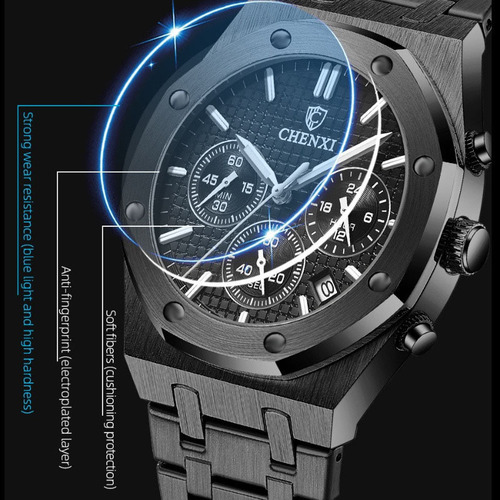 Reloj De Cuarzo Deportivo Chenxi Steel Chronograph Color Del Fondo Golden/white