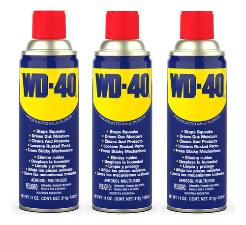 3 Aerosoles Wd-40 Lubricante Antioxidante Antihumedad 311g