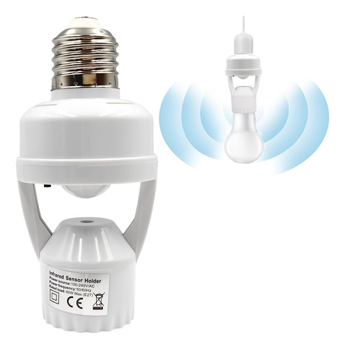 Toma Luz Sensor Movimiento Tornillo Infrarrojo Led Cfl Al