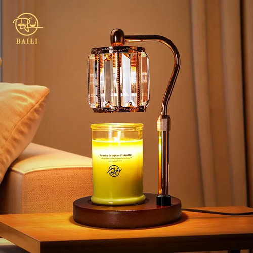 Lámpara De Madera Clara Con Vetas De Madera Y Cristal, De Ho