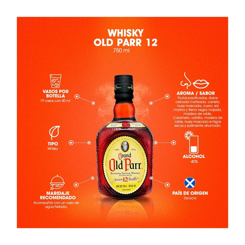Imagen 4 de 4 de Old Parr 12 Años Blended Scotch escocés 750 mL