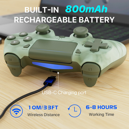 Control Inalámbrico Bluetooth Para Ps4 Doble Vibración Verde