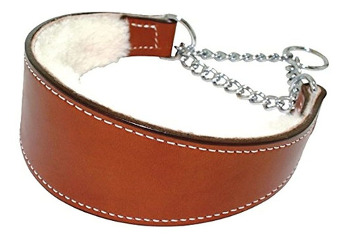 Collar De Perro Martingala De Cuero Forrado De Piel De Oveja