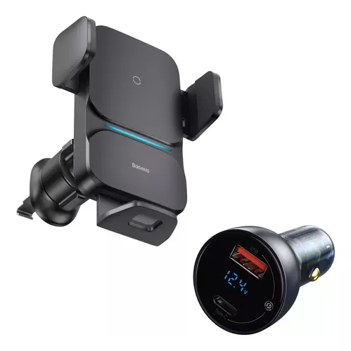 Cargador de Coche Inalámbrico soporte rejilla carga rápida para iPhone,  Samsung, Xiaomi, Oppo, One Plus