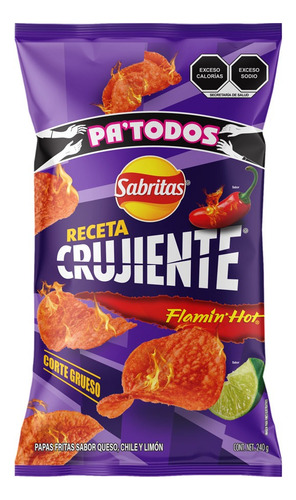 Papas Sabritas Xtra Flamin Hot Receta Crujiente 240g