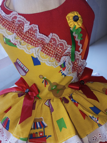 Vestido Pet Festa Junina Xxg Xadrez Porte Grande Chic Love