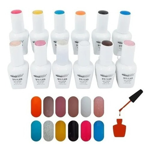 Pack 6 Uñas Permanente Colores 15ml Cherimoya