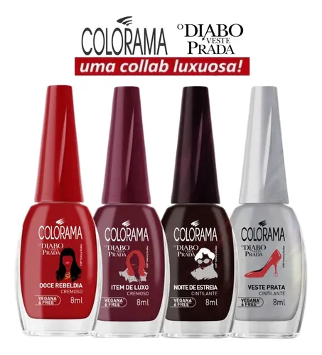Esmalte Colorama O Diabo Veste Prada Lançamento Kit 4 Cores O Diabo Veste Prada Vermelho Prata