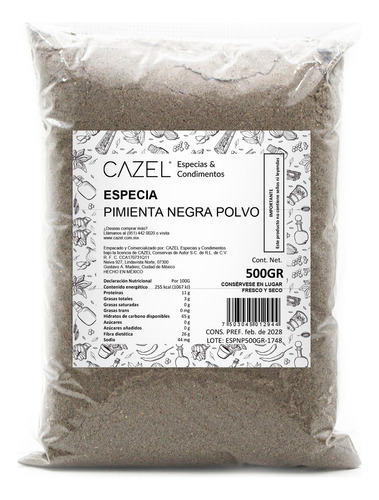 Pimienta Negra En Polvo Premium 500g