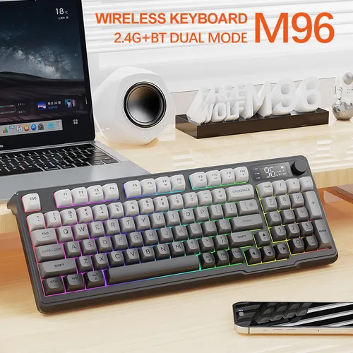 Teclado Inalámbrico Para Juegos Freewolf M96 De Modo Dual Gr