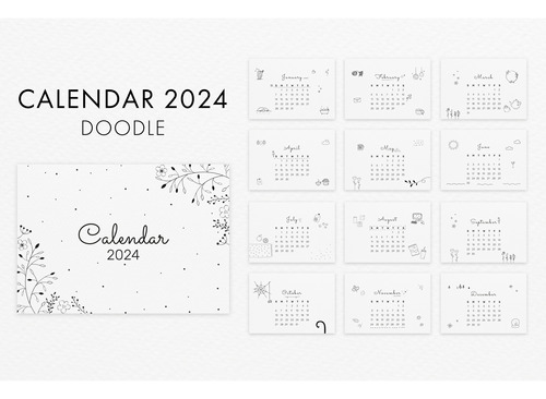 Calendario Doodle A5 2024 Digital