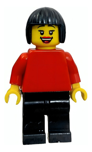 Lego Minifigura City Mujer Con Polera Roja