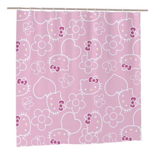 Diez Cortina De Ducha De Hello Cat Kitty Rosa Con Diseno De 