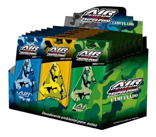 Imagen 1 de 4 de Aromatizador De Auto Super Pino Camuflado Pack 36un