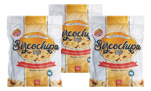 Bizcochipa Chipitas Crocantes Snacks 100gr Sin Tacc Pack X3