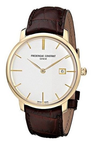 Reloj Frederique Constant Slim Line Oro Y Marrón.