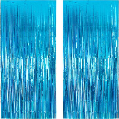 Tinsel Foil Fringe Curtains Backdrop 2pack 3.3x8.2ft Metalli