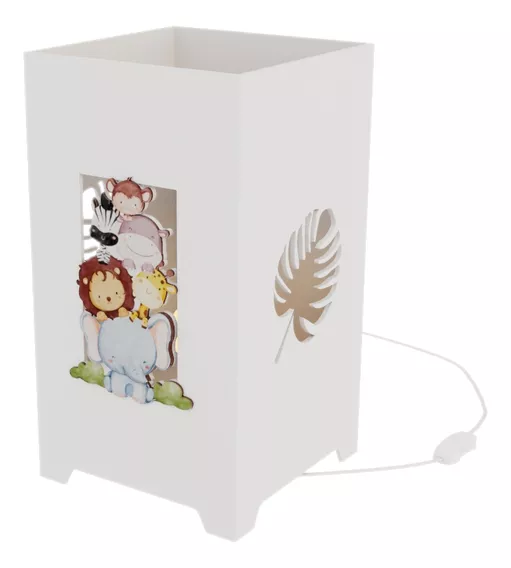 Abajur Luminária Mdf Quarto Infantil Kit Higiene Safari