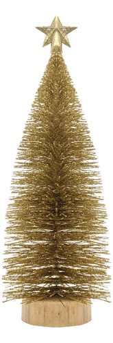 Arvore Natal Mesa 25cm Escritorio Pinheiro Dourada Natalina