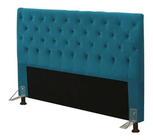 Cabeceira de cama box JS Móveis Cristal Casal/Queen 160cm x 126cm Suede azul-turquesa