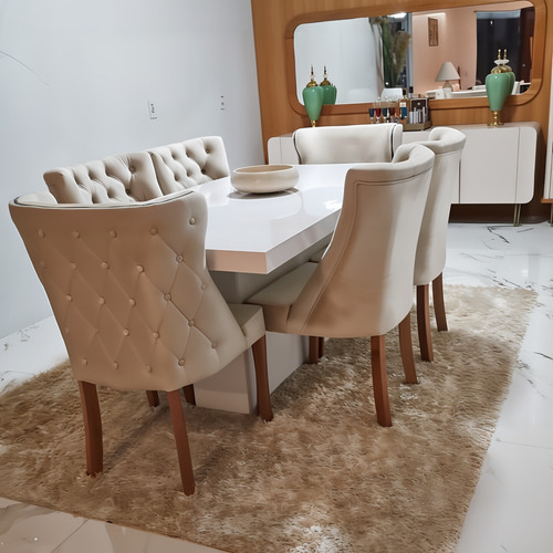 Conjunto Mesa Jantar 1,90 X 0,90 C/ 6 Poltronas Com Braço