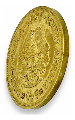 Wow Interesante Moneda De Sudáfrica De 1/2 Centavo Año 1961 (Usado)