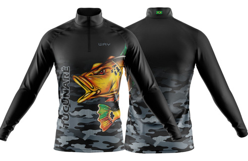 Camisa Camiseta Pesca Com Proteção Solar Uv Tucunaré Brasil