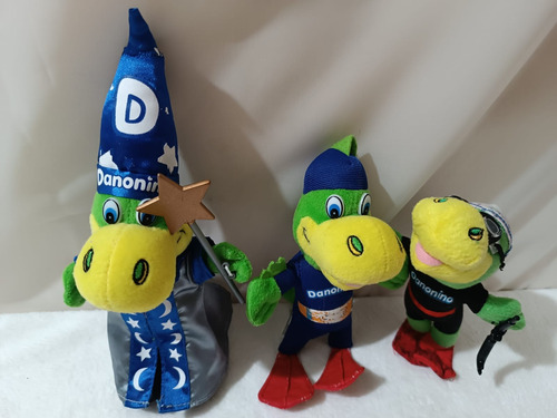 Lote 3 Peluches 20cm Promos De Dino De Danonino. Verde Claro (Usado)
