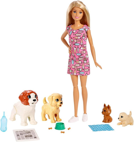 Barbie Muñeca Guarderia De Perritos Doggy Con Accesorios