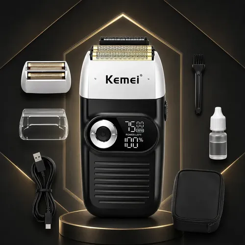 Maquina Barbeador Shaver Profissional Kemei KM 2026 Sem Fio Recar...