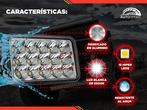Par Faros Led 4x6 Alta Y Baja H4 45w Barra C/base Unidad