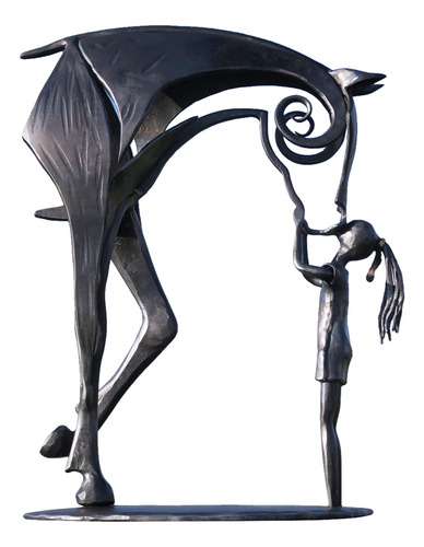 Escultura Caballo Beso Estatua Moderna Metal Regalo