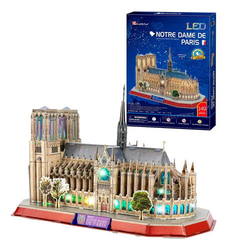 Puzzle 3d Notre Dame Paris Luces Led Cubic Fun Rompecabezas