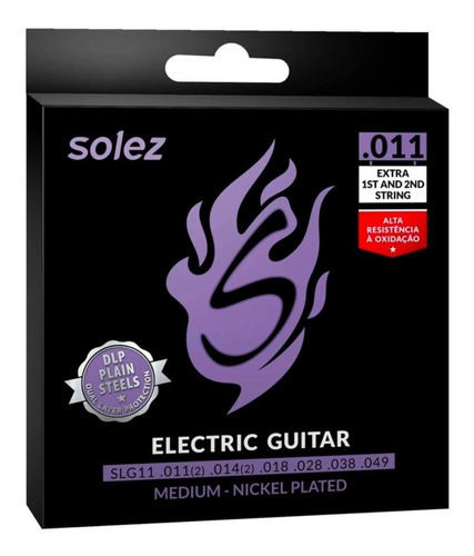 3 Encordoamentos Guitarra Solez 011 Slg11 Light + 2 Cordas 