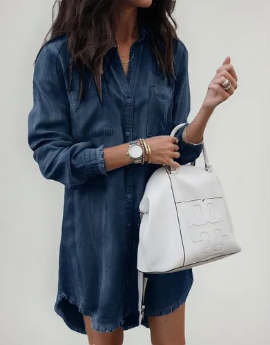 Camisa Vaquera Media Para Mujer Con Flecos