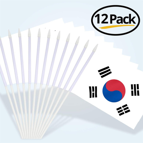 Mini Banderas Anley , Con Vara, Por 12 Unidades De Korea