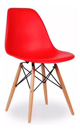 Silla Eames Sillas Living Comedor Colores Varios LG Color de la estructura de la silla Madera Color del asiento Rojo Diseño de la tela Plastico