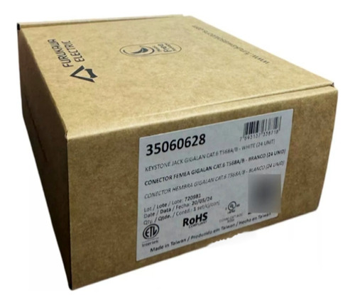 Conector Keystone Cat6 Fêmea Furukawa Gigalan Rj45 Tomada