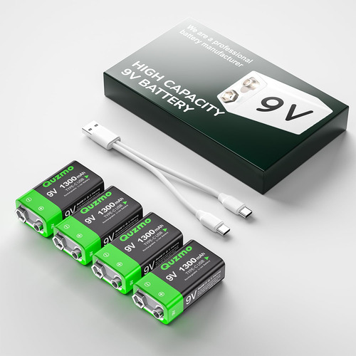 Baterías Recargables De 9v 1300mah Con Carga Usb-c Paquete 4