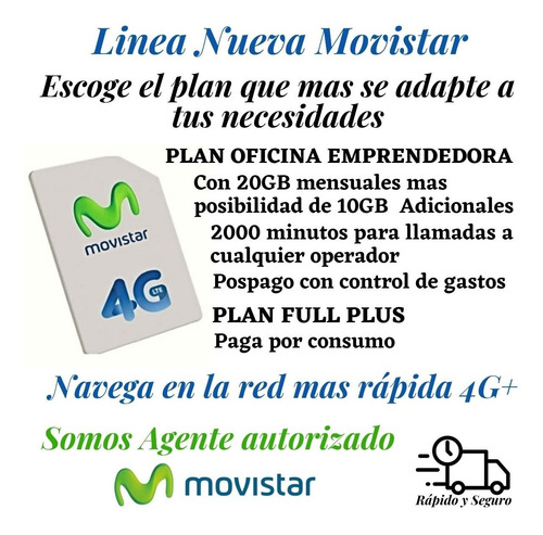 Lineas Movistar 4g Celulares Internet Simcard Chip Nuevas