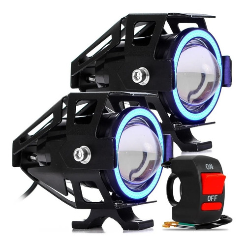 Farol De Milha Mini Angel Eyes U11 Moto Led Auxiliar 30w 12v