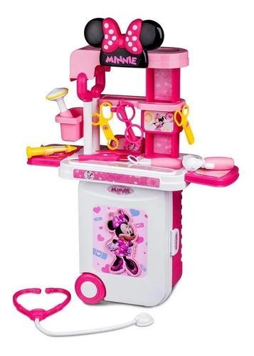 Maleta Médico Infantil Minnie Mouse Mala C/ Acessório Disney